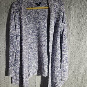 Gap Blue & White Speckle Open Knit Cardigan Sweater Size Large